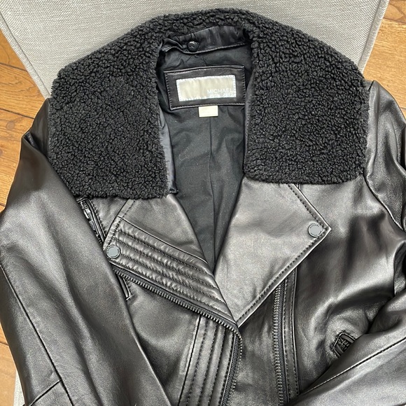 Michael Kors Black Leather Jacket - Picture 1 of 8